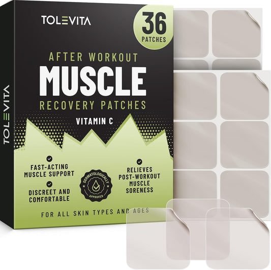 TOLEVITA Vitamin C Muscle Recovery Patches - 36 Count for Post-Workout Support, Soothes and Refreshes, Easy-to-Use for Men and Women