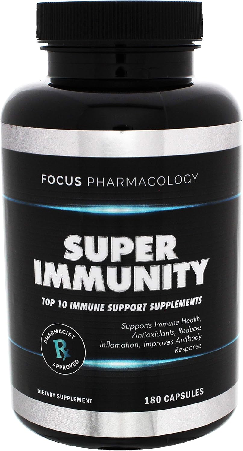 Top 10 Immune Support Supplement Blend - 180 Ct with Elderberry, Vitamin C, Echinacea, Zinc, Garlic, Turmeric, Probiotics