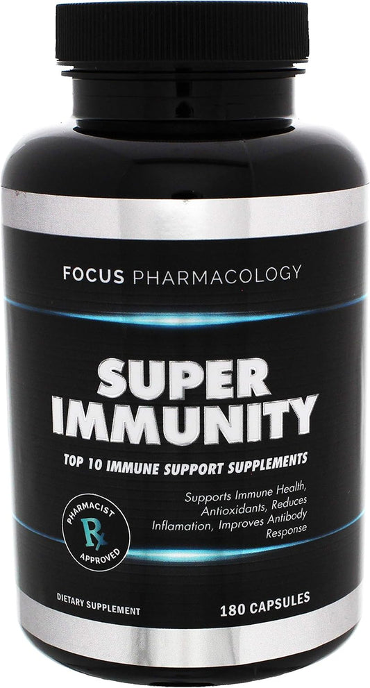 Top 10 Immune Support Supplement Blend - 180 Ct with Elderberry, Vitamin C, Echinacea, Zinc, Garlic, Turmeric, Probiotics