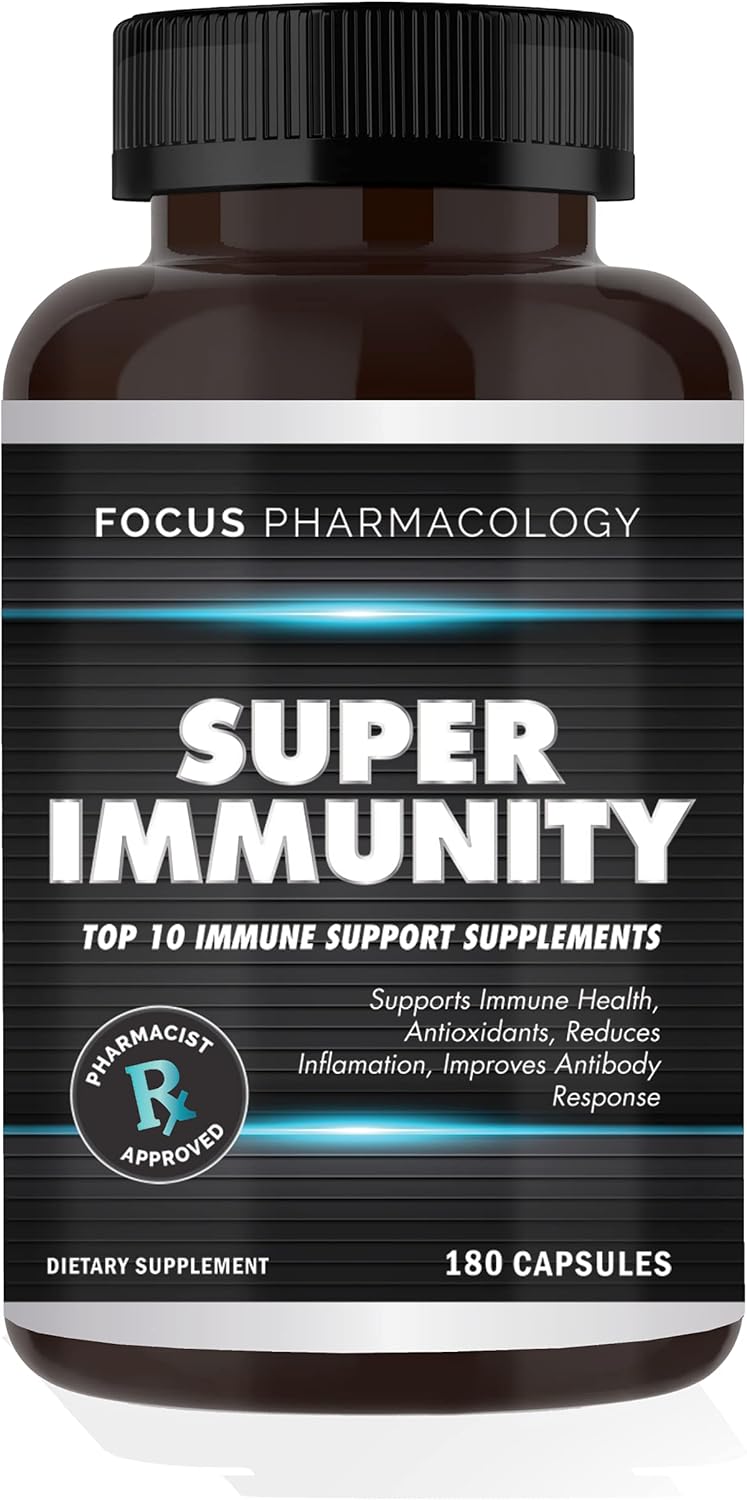 Top 10 Immune Support Supplement Blend - 180 Ct with Elderberry, Vitamin C, Echinacea, Zinc, Garlic, Turmeric, Probiotics