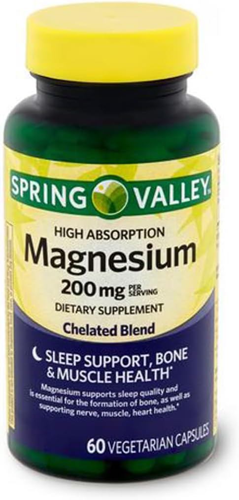 Top Care Magnesium Sleep Support Dietary Supplement Capsules - 200mg, 60 Count, Bone & Muscle Health, Vegetarian Formula