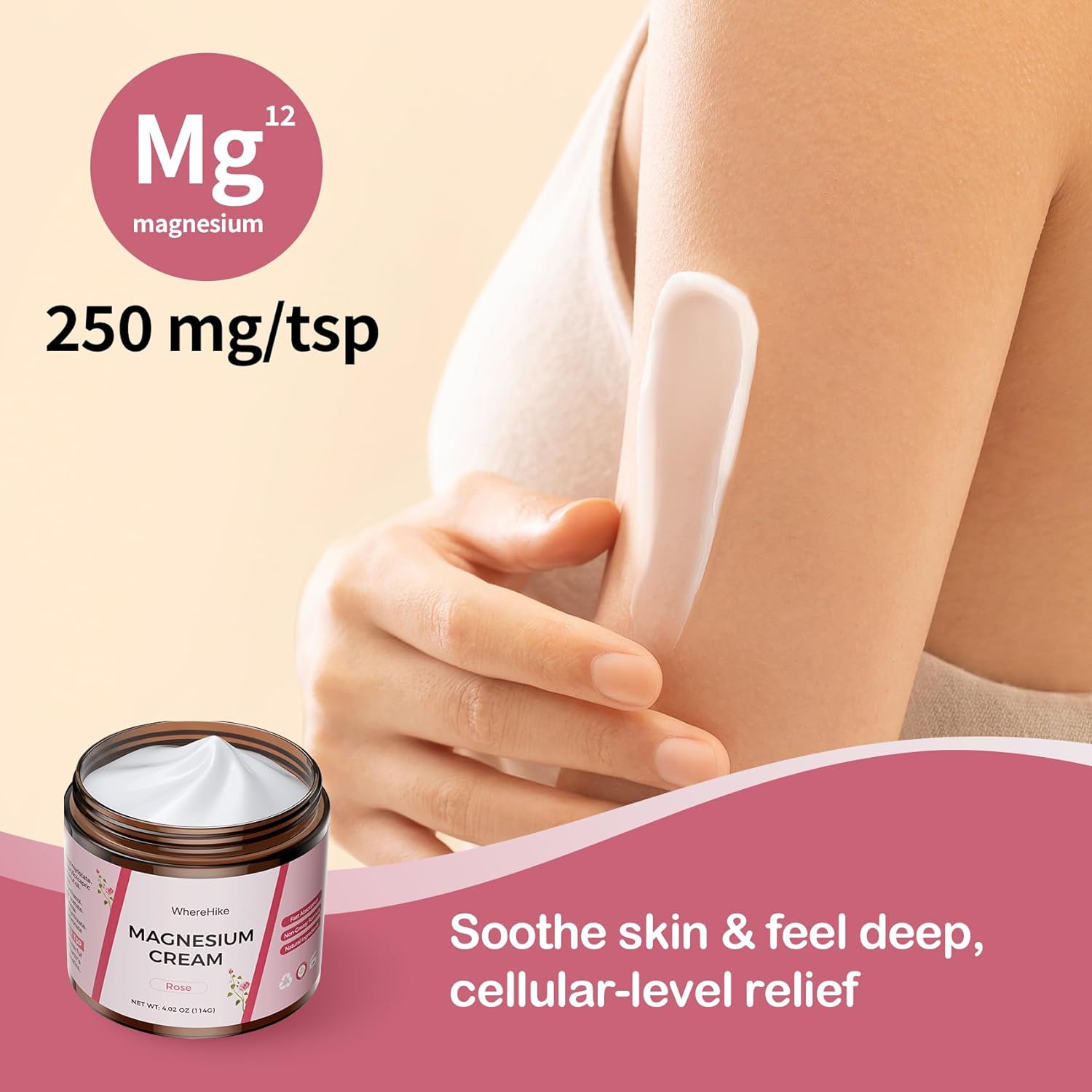 Topical Magnesium Cream for Pain Relief, Sleep, and Muscle Relaxation - Nighttime Lotion for Leg Cramps, Calmness, and Hydration - Safe for Kids - Natural Body & Skin Care