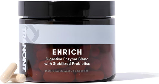 Tranont Enrich Probiotic & Digestive Enzyme Blend Capsules - Supports Gut Health, Nutrient Absorption, and Digestion - Prebiotics & Probiotics for Men & Women - 90 Count