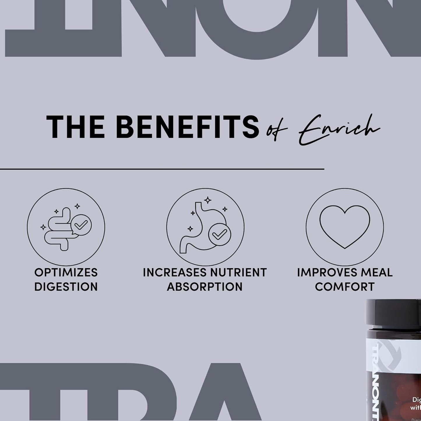 Tranont Enrich Probiotic & Digestive Enzyme Blend Capsules - Supports Gut Health, Nutrient Absorption, and Digestion - Prebiotics & Probiotics for Men & Women - 90 Count