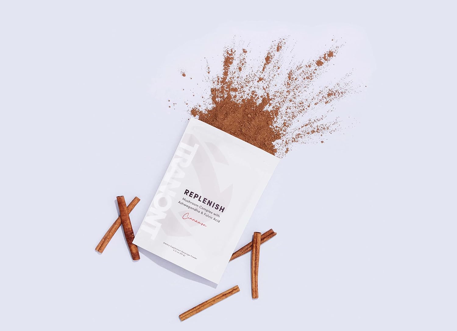 Tranont Replenish Mushroom Complex with Ashwagandha & Fulvic Acid, Cinnamon Flavored Dietary Supplement Powder - 2.12 oz