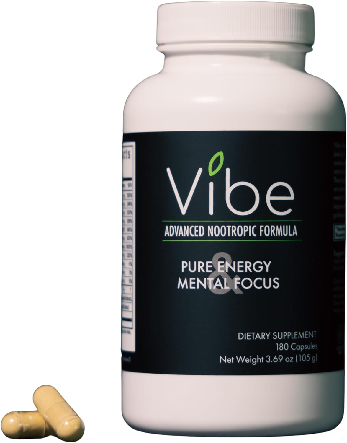 Tranont Vibe Nootropic Supplement - 180 Capsules - Natural Brain Support Formula for Energy, Focus, and Clarity - Brain Fog Relief - Nutrient-Packed Ingredients