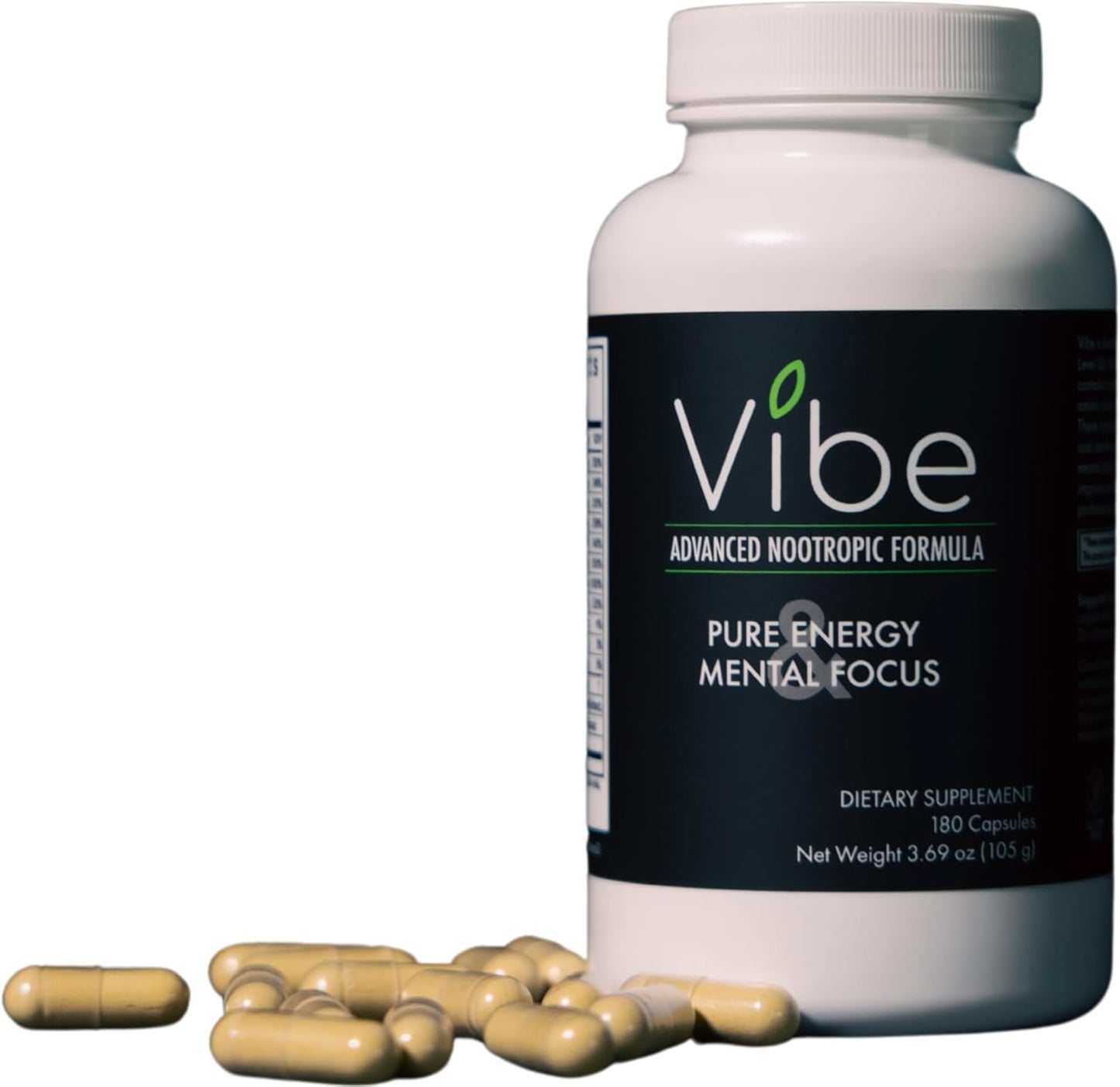 Tranont Vibe Nootropic Supplement - 180 Capsules - Natural Brain Support Formula for Energy, Focus, and Clarity - Brain Fog Relief - Nutrient-Packed Ingredients