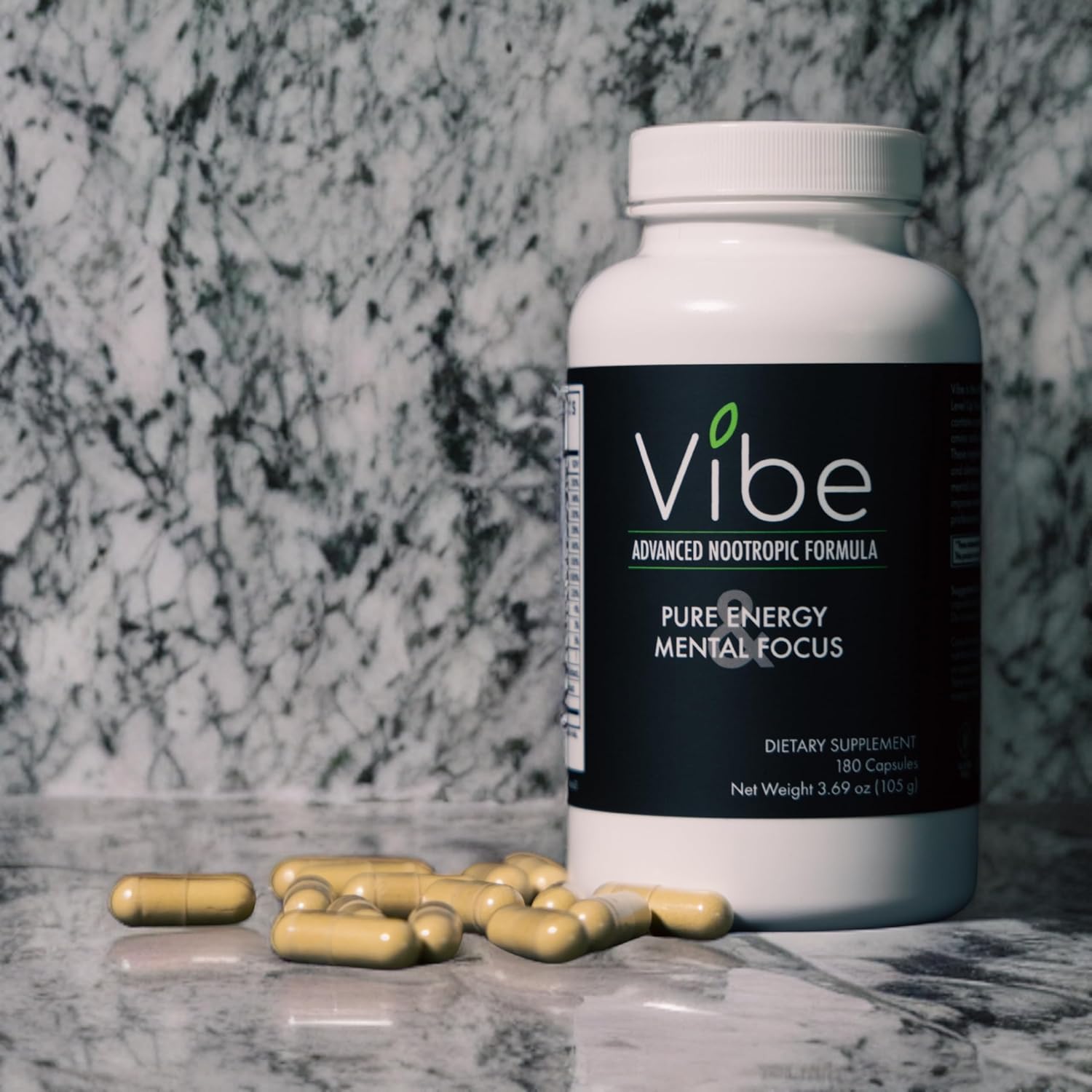Tranont Vibe Nootropic Supplement - 180 Capsules - Natural Brain Support Formula for Energy, Focus, and Clarity - Brain Fog Relief - Nutrient-Packed Ingredients