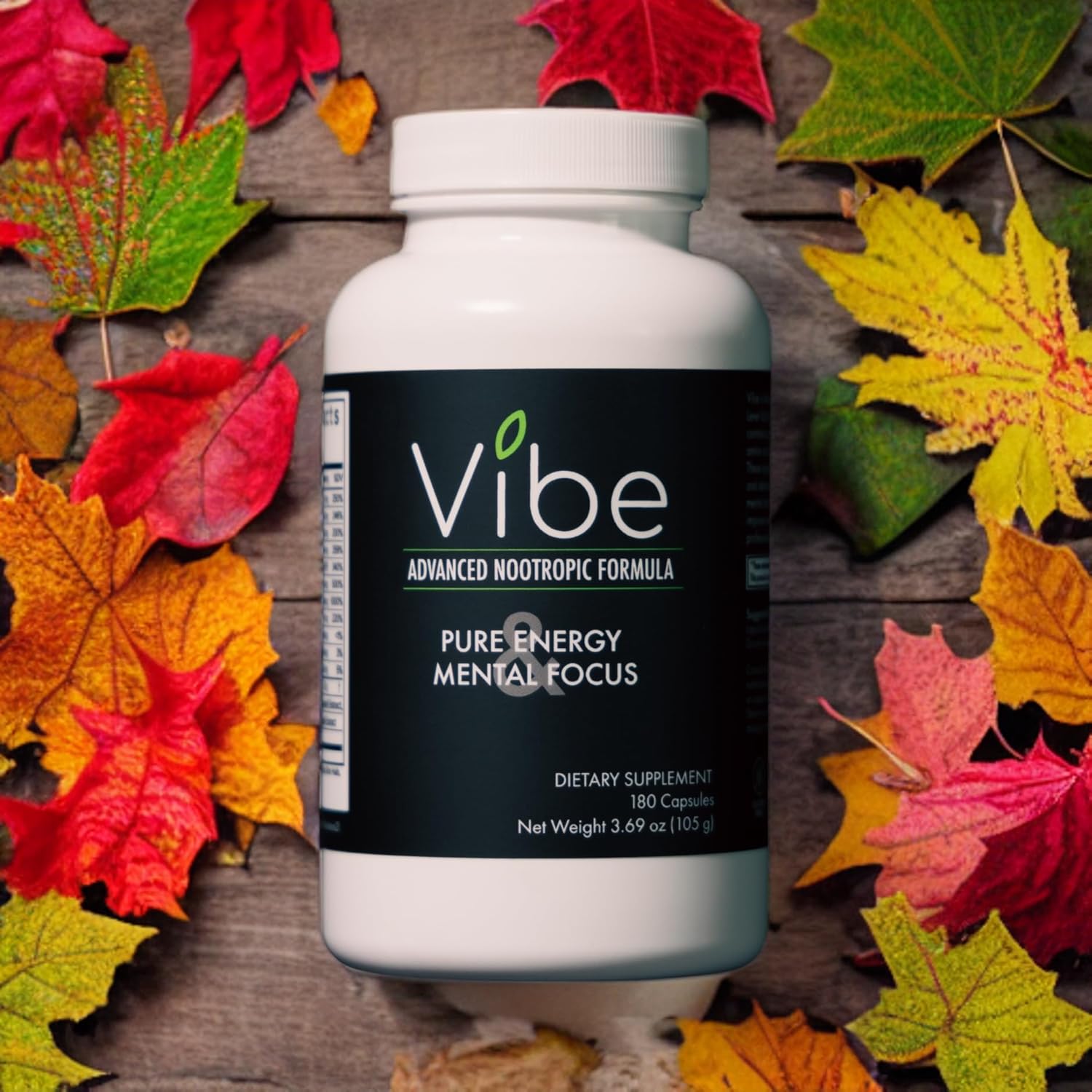 Tranont Vibe Nootropic Supplement - 180 Capsules - Natural Brain Support Formula for Energy, Focus, and Clarity - Brain Fog Relief - Nutrient-Packed Ingredients