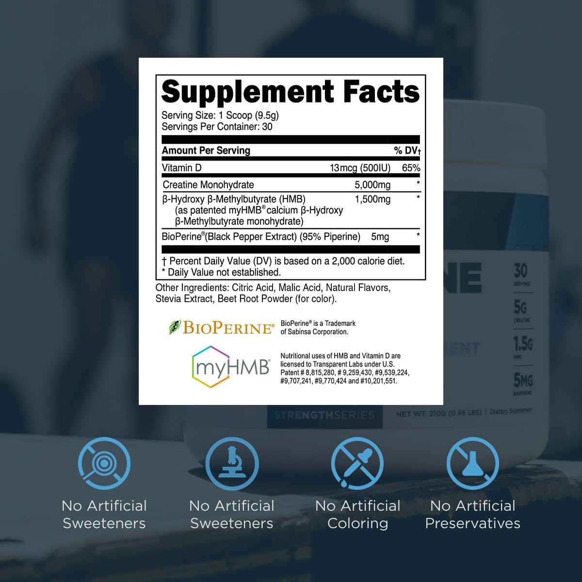Transparent Labs Creatine HMB Powder - Muscle Growth & Strength Booster - 30 Servings, Hawaiian Splash