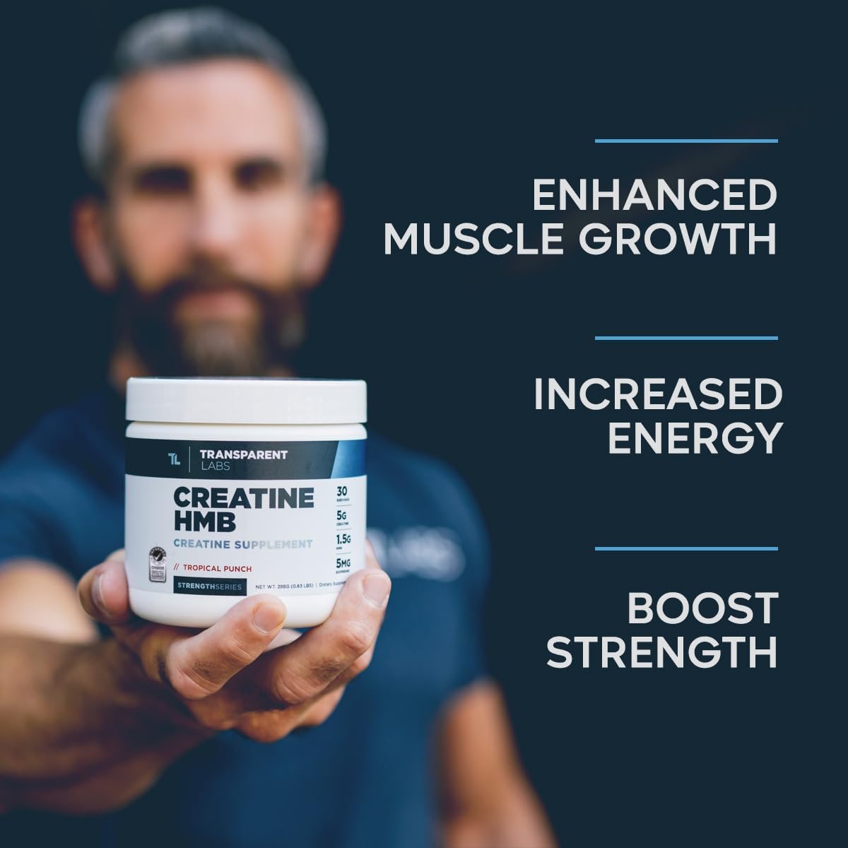 Transparent Labs Creatine HMB Powder - Muscle Growth & Strength Booster - 30 Servings, Hawaiian Splash