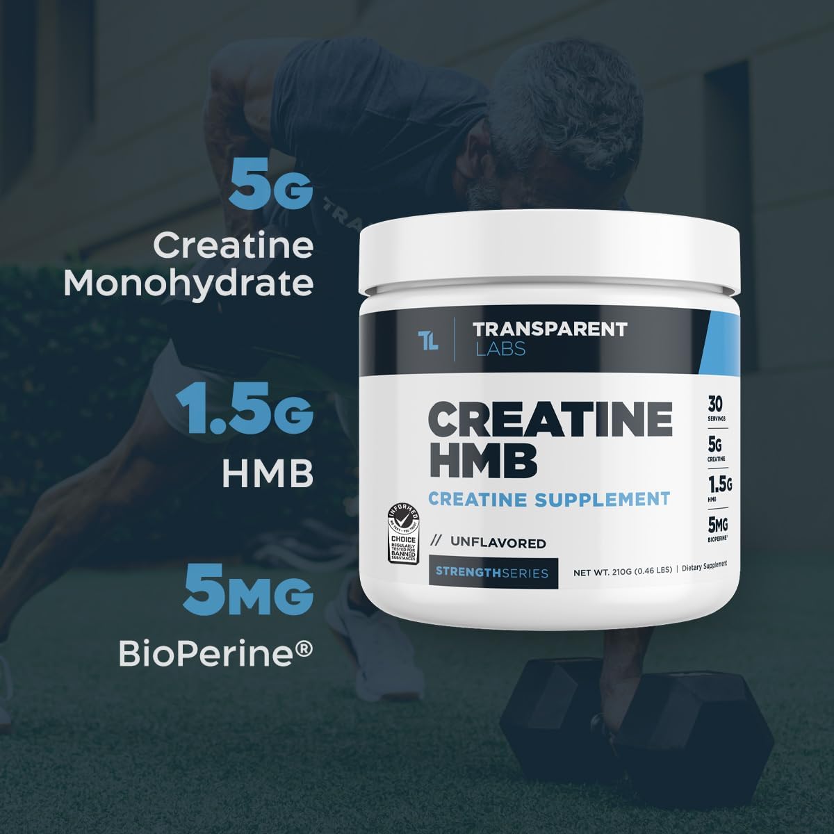 Transparent Labs Creatine HMB Powder - Muscle Growth & Strength Booster - 30 Servings, Hawaiian Splash