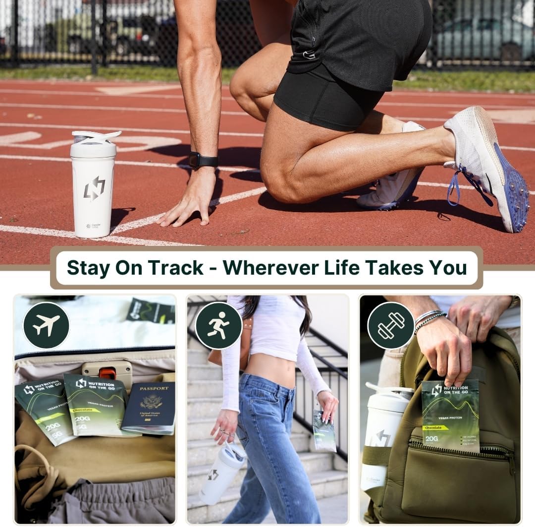Travel-Friendly Vegan Protein Powder with Creatine - Chocolate & Vanilla Single-Serve Packets - Dairy & Gluten-Free - 30 Pack