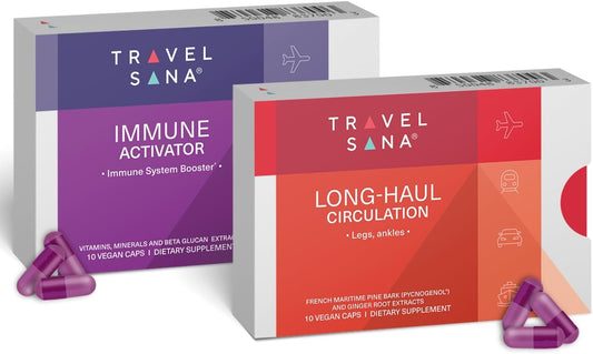 TRAVELSANA Long-Haul Circulation and Immune Activator Supplement Bundle - 20 Vegan Capsules