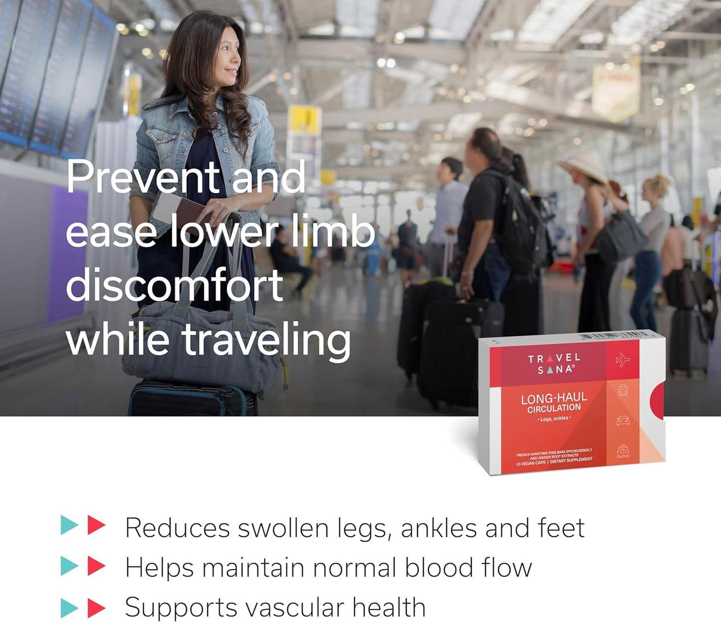 TRAVELSANA Long-Haul Circulation and Immune Activator Supplement Bundle - 20 Vegan Capsules