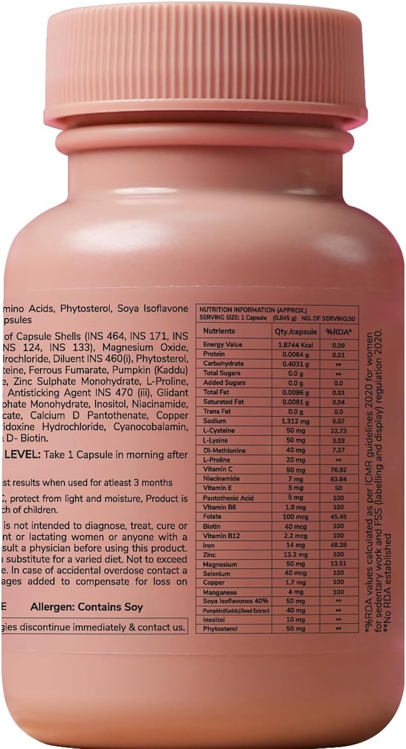 Tra;ya Hair Vitamin for Women | Keratin Supplements for Hair Growth & Fall Control | With Biotin, Zinc, Iron & Vitamin B12 | 30 Tablets