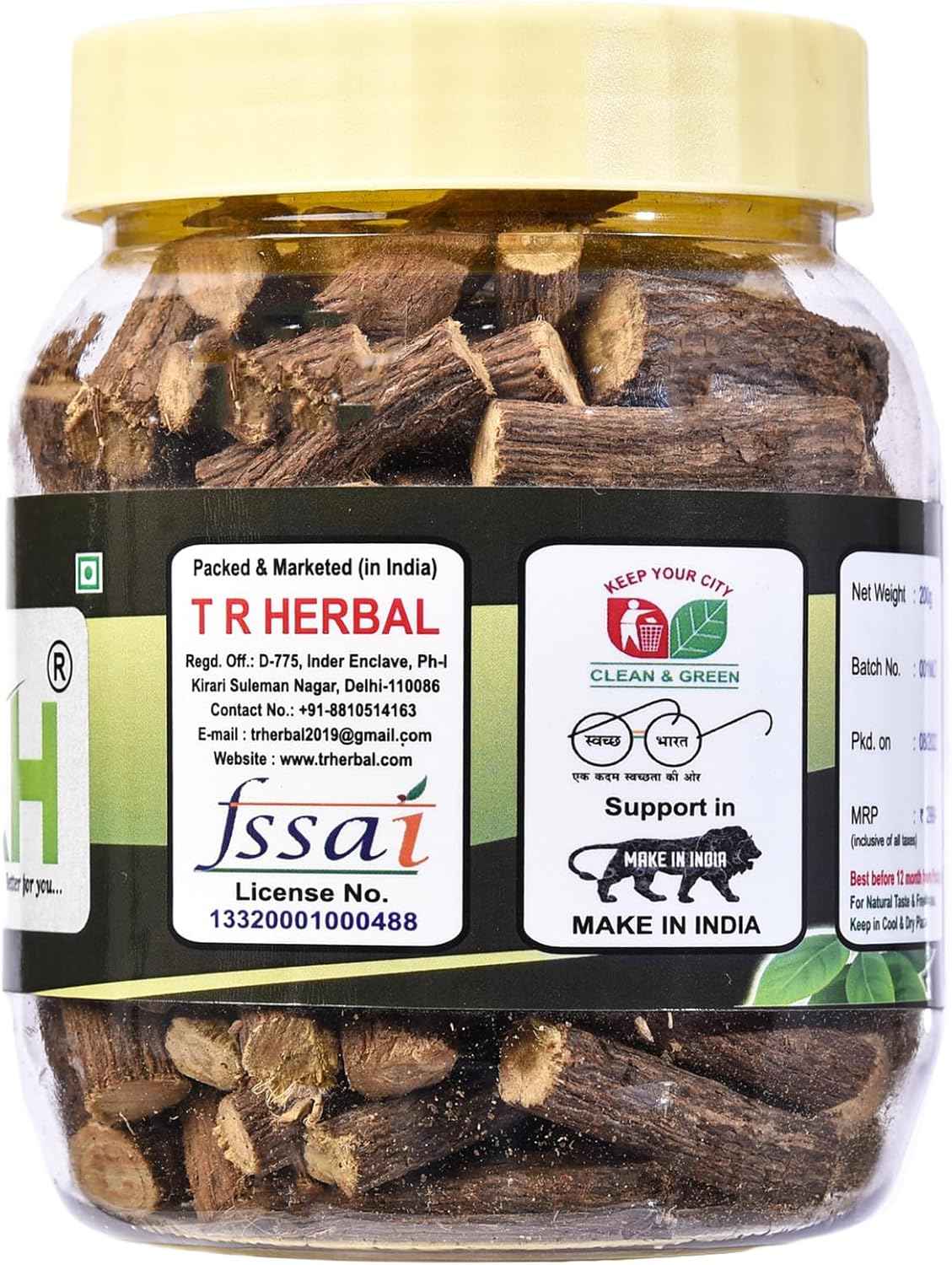 TRH Mulethi Root Stick|Mulethi Liquorice|Glycyrrhiza glabra|mulethi for Body, Skin, and Hair (200 gm) Pack of (1 x 200gm)