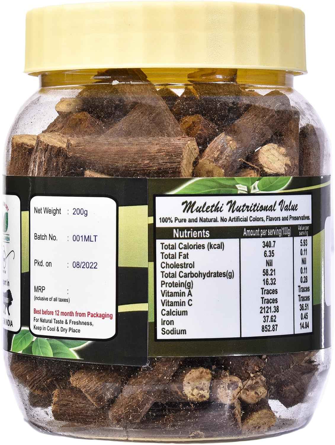 TRH Mulethi Root Stick|Mulethi Liquorice|Glycyrrhiza glabra|mulethi for Body, Skin, and Hair (200 gm) Pack of (1 x 200gm)