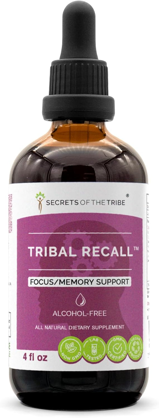 Tribal Recall Memory Support Herbal Supplement Blend Drops, Alcohol-Free Liquid Extract (4 fl oz) by Secrets of the Tribe