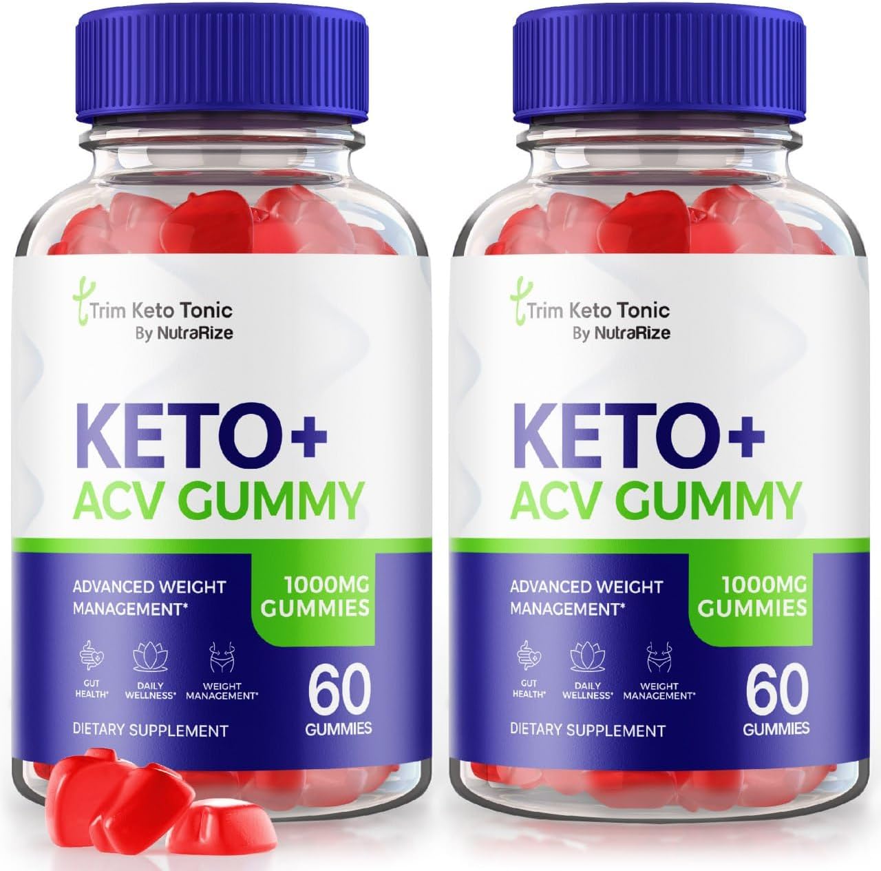 Trim Keto Tonic ACV Gummies - Advanced  Slimming Formula  Support with Keto + ACV - 2 Pack (120 Gummies)