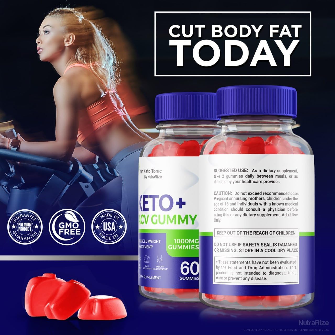 Trim Keto Tonic ACV Gummies - Advanced  Slimming Formula  Support with Keto + ACV - 2 Pack (120 Gummies)