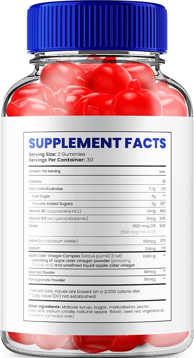 Trim Keto Tonic ACV Gummies for Weight Management - 1000mg Apple Cider Vinegar Supplement with Vitamin B12 - 60 Gummies