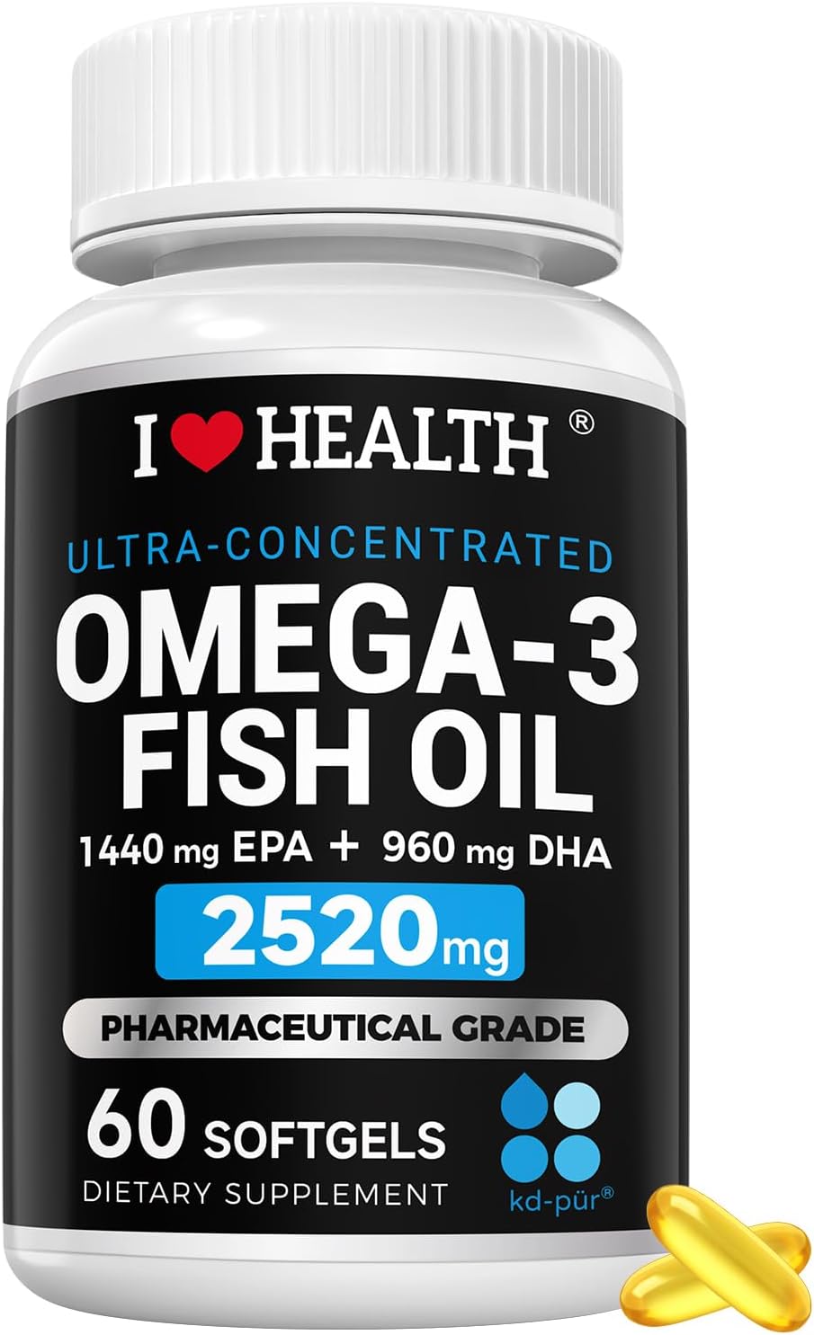 Triple Strength 2520Mg German Pharmaceutical Grade Fish Oil Capsules - 60 Count