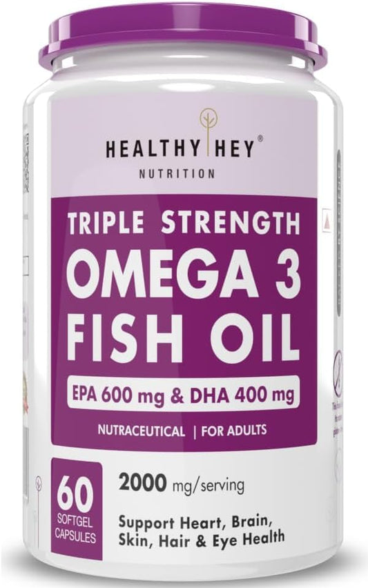 Triple Strength Omega 3 Fish Oil Softgels for Men and Women - Burpless EPA 600 DHA 400 Supplement