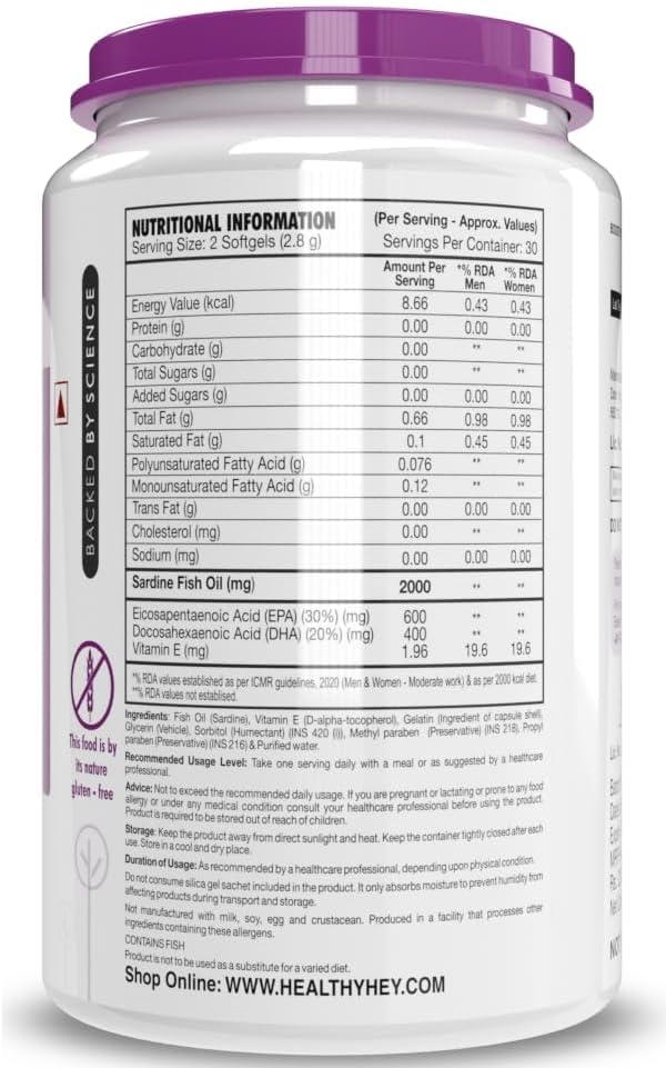 Triple Strength Omega 3 Fish Oil Softgels for Men and Women - Burpless EPA 600 DHA 400 Supplement