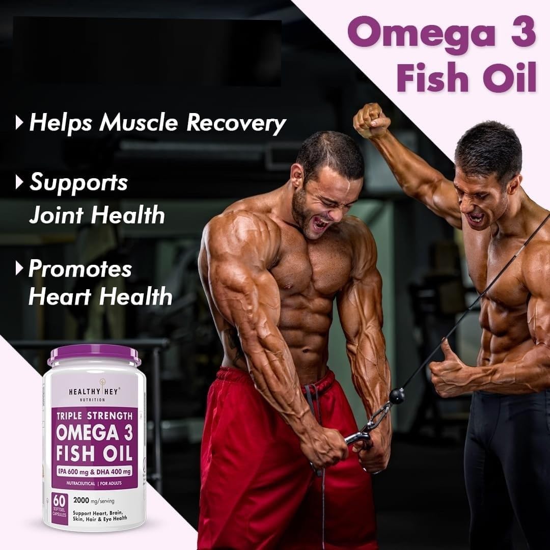 Triple Strength Omega 3 Fish Oil Softgels for Men and Women - Burpless EPA 600 DHA 400 Supplement