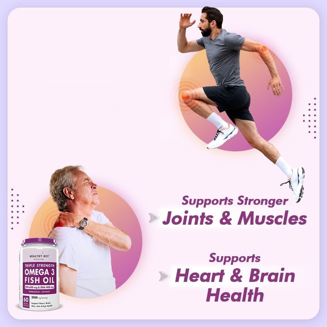 Triple Strength Omega 3 Fish Oil Softgels for Men and Women - Burpless EPA 600 DHA 400 Supplement