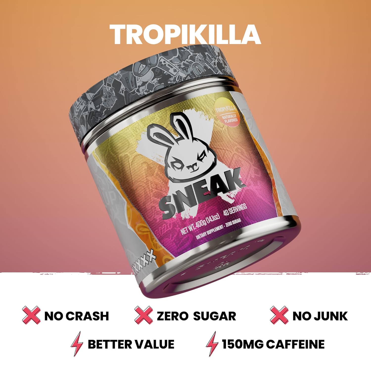 Tropikilla Energy Drink Powder | Natural Caffeine & Nootropics | No Sugar | 40 Servings