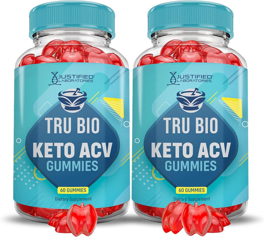 Tru Bio Keto ACV Gummies (2 Pack) - Advanced Formula with Pomegranate and B12 - 1000MG Vegan Non GMO Gummys