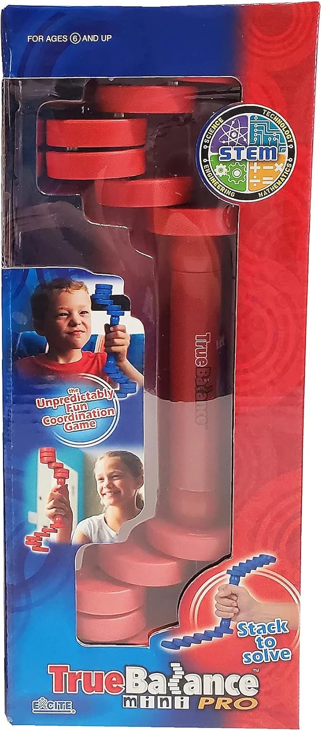 TrueBalance Mini Pro Hand-Held Balancer Game for Adults & Kids - Improve Coordination & Fine Motor Skills - Red