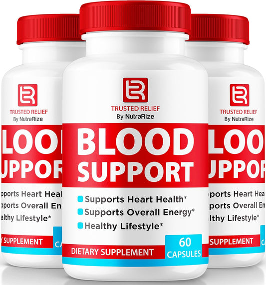 TrustedRelief Blood Support Capsules for Stable Levels & Healthy Circulation - 3 Pack, All Natural Formula with Premium Supplement Reviews (180 Capsules) by NutraRize