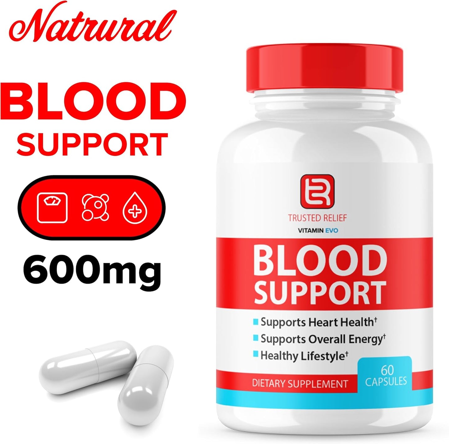 TrustedRelief Maximum Blood Support Formula Supplement - 2 Pack of Advanced Strength Capsules (120 Count)