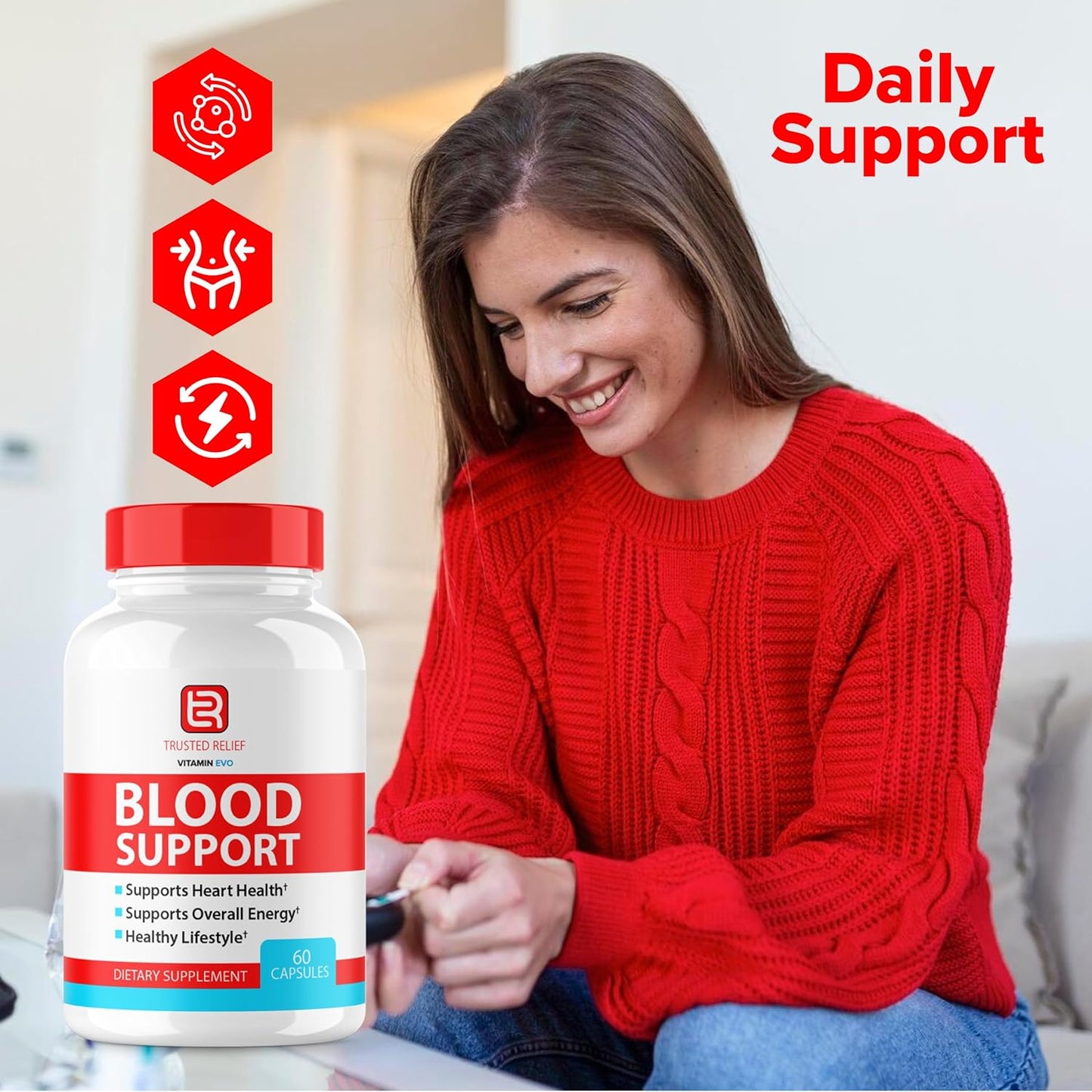 TrustedRelief Maximum Blood Support Formula Supplement - 2 Pack of Advanced Strength Capsules (120 Count)