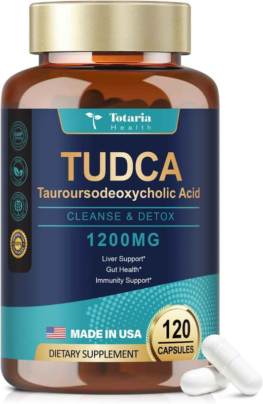 TUDCA Bile Salts Liver Support Supplement 1200mg, 120 Capsules, (Two Daily, 60 Days), for Liver and Gallbladder Support, Vegan