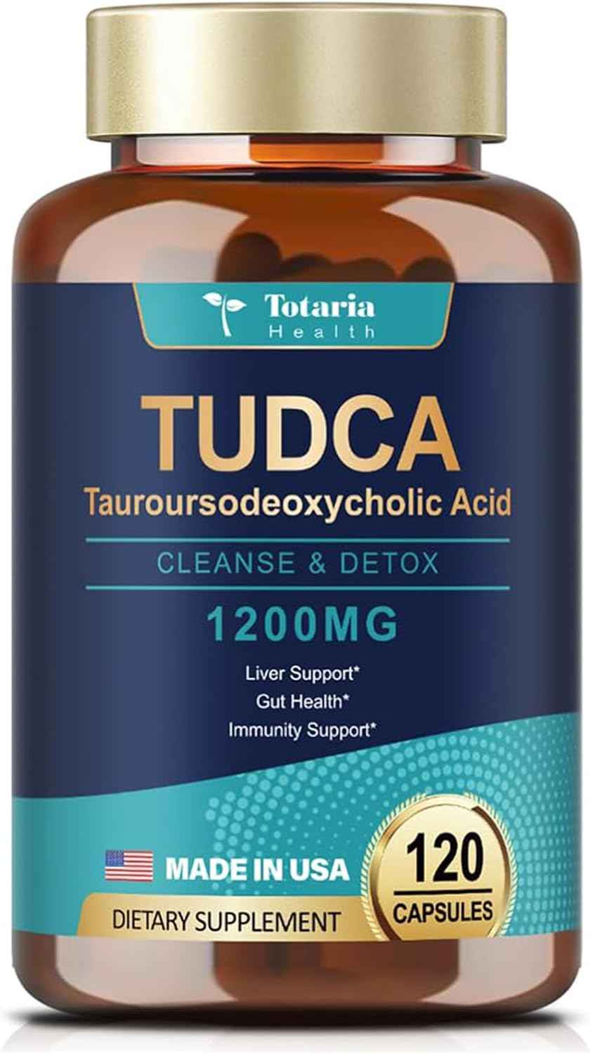 TUDCA Bile Salts Liver Support Supplement 1200mg, 120 Capsules, (Two Daily, 60 Days), for Liver and Gallbladder Support, Vegan