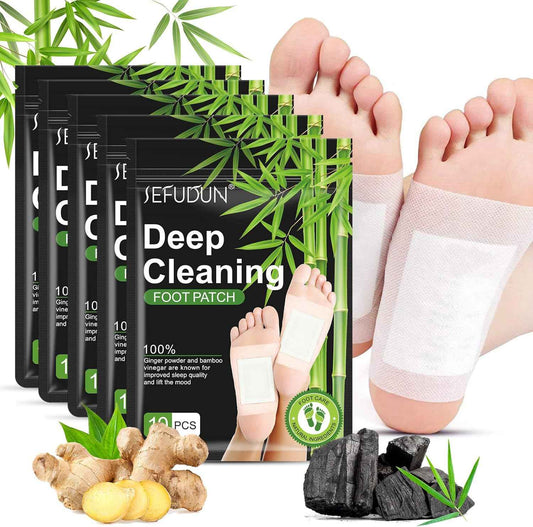 Tudiqe 50PCS Foot Pads, Pure Natural Bamboo Vinegar Ginger Powder Foot Pad for Foot Care, Ginger Foot Pads for Better Sleep, Deep Cleansing Foot Patches