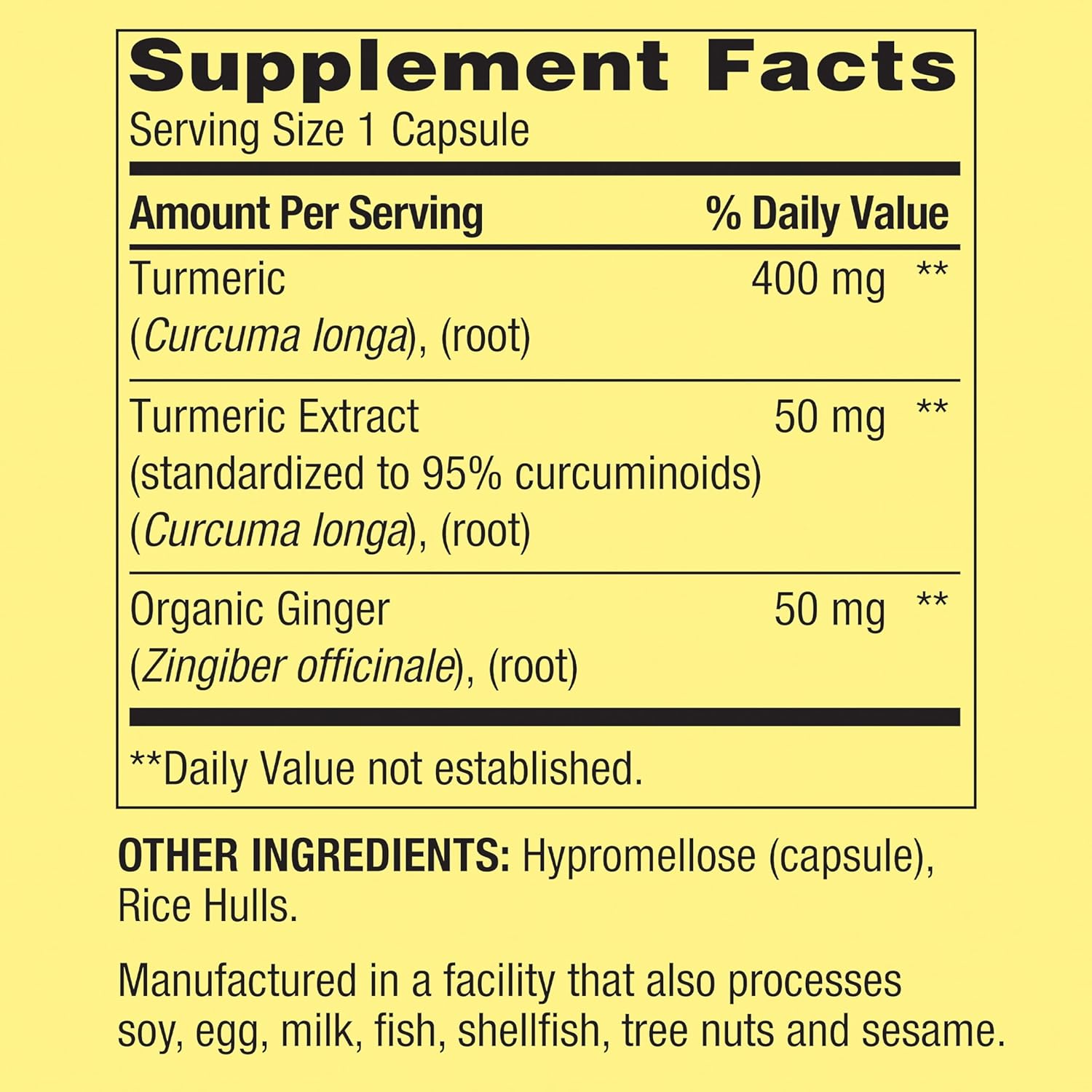 Turmeric Curcumin with Ginger Capsules - 500mg, 250 Count, Non-GMO, Kosher, Joint and Immune Support, Vegetarian Formula for Daily Wellness