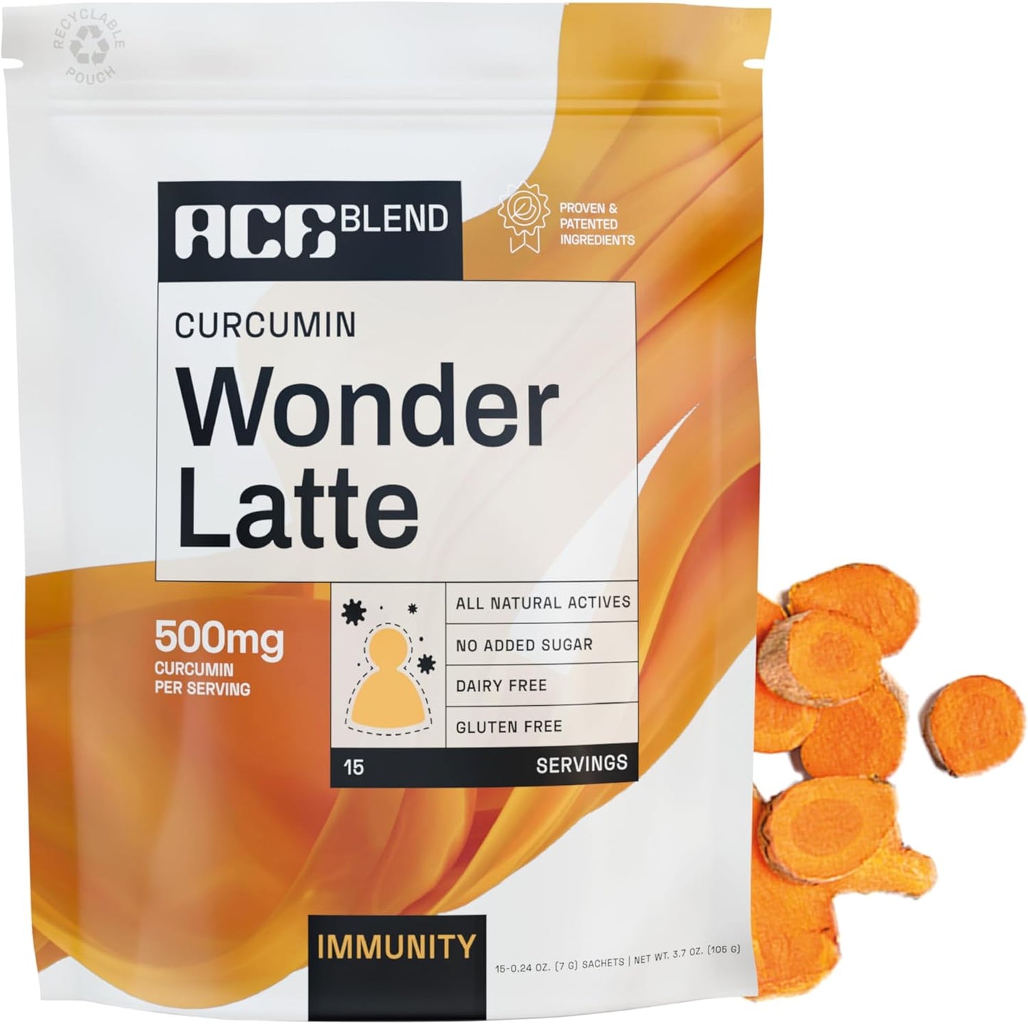 Turmeric Extract Latte with Natural Cinnamon Flavor | 15 Servings | Ace Blend Curcumin Wonder