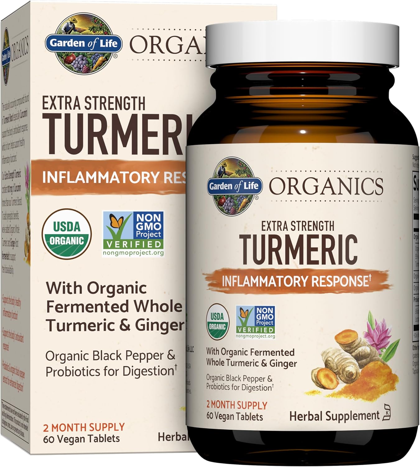 Turmeric & Vitamin C Supplement Bundle for Inflammation Support - 60 Tablets & 120 Veg Capsules