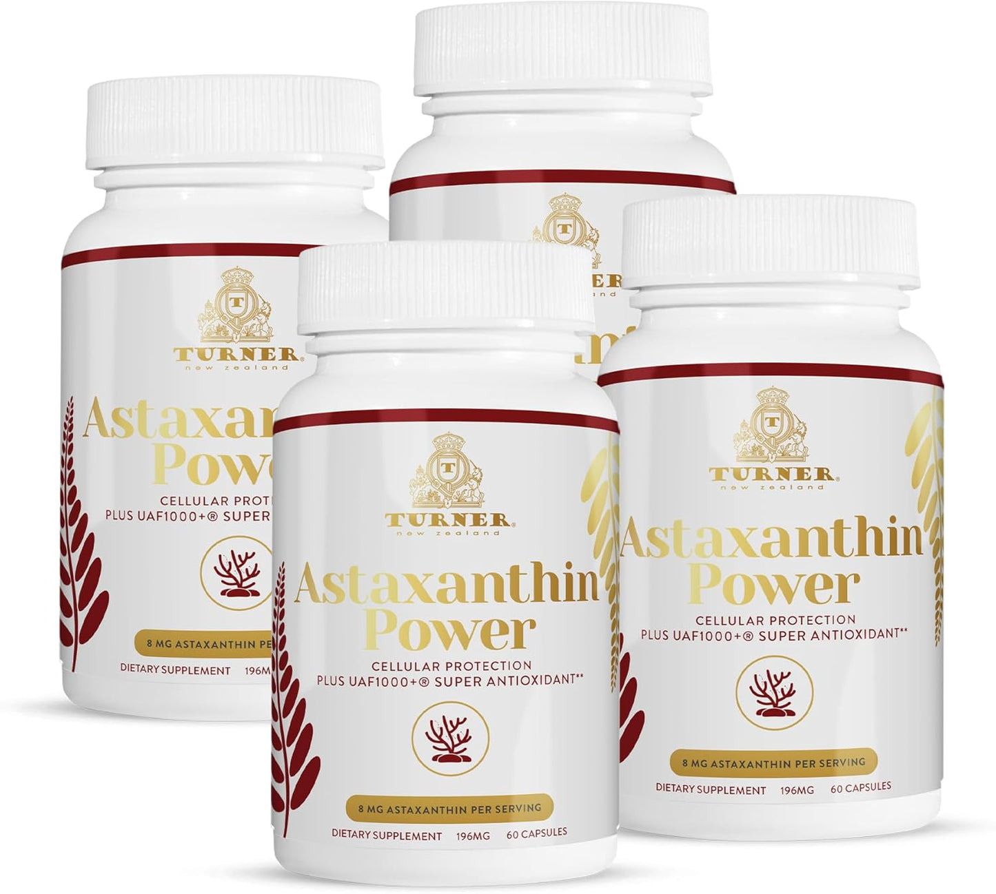 TURNER New Zealand Astaxanthin Power with UAF1000+ - Anti-Aging Skin & Eye Support - 12mg Astaxanthin - 120 Servings