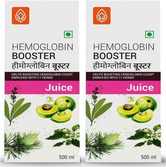 Twirlsilk Hemoglobin Booster Juice - 500 ml (Pack of 2) | Helps to improve your Haemoglobin Count | Goodness Dev Daru, Kutki, Amla