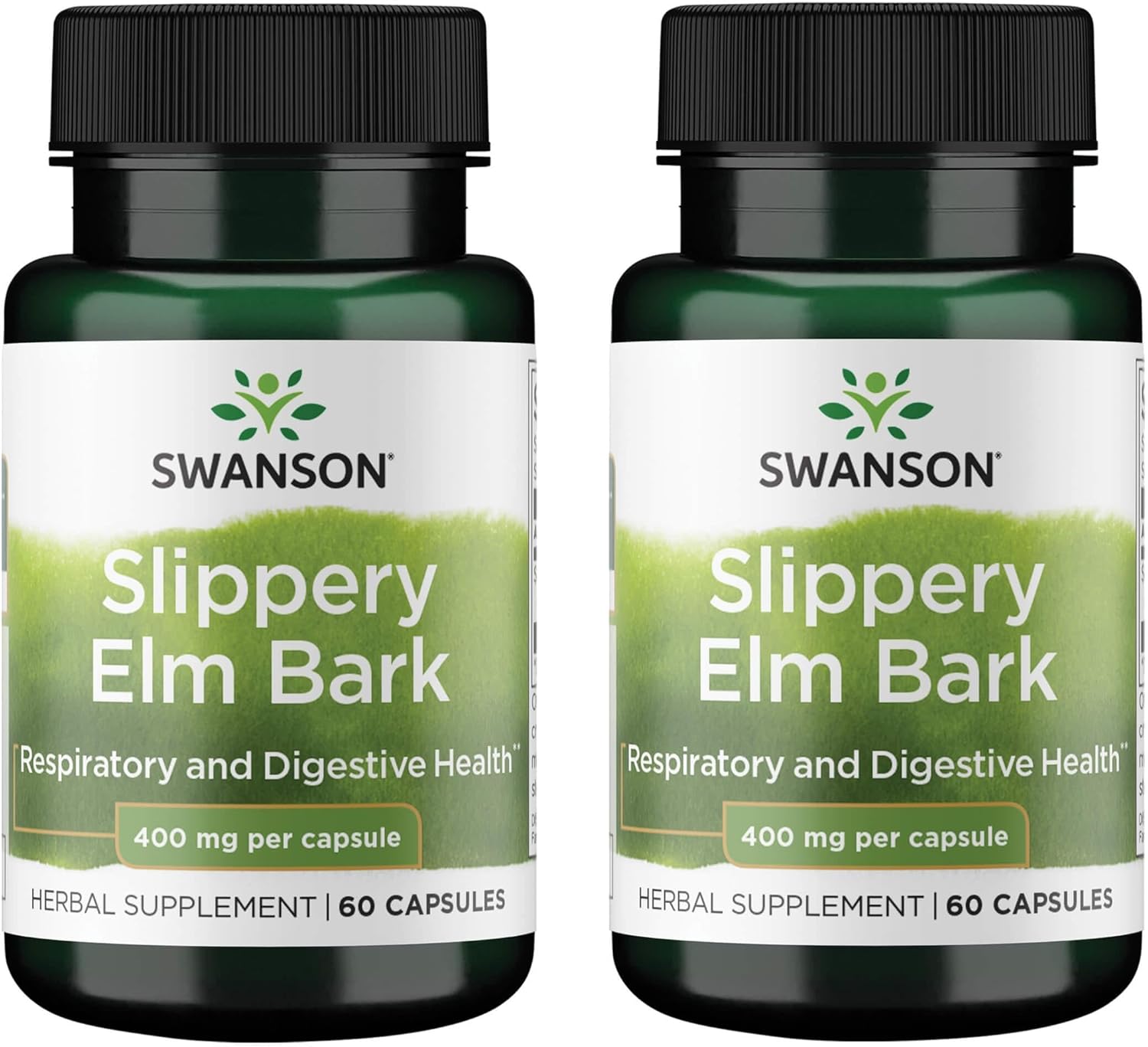 Two Pack of Swanson Slippery Elm Bark Capsules 400 mg - 120 Capsules Total