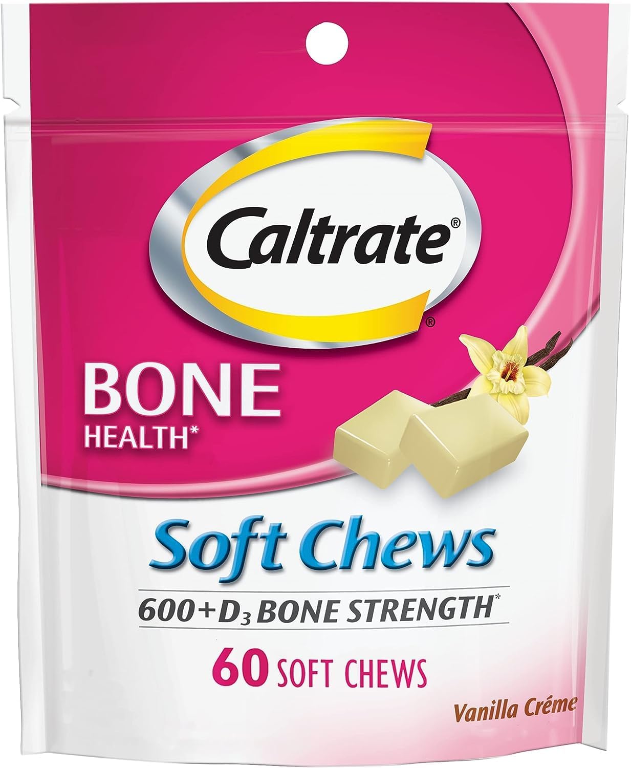 Two Packs of Caltrate Calcium & Vitamin D Soft Chews Vanilla Creme - 60 Each