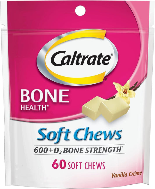 Two Packs of Caltrate Calcium & Vitamin D Soft Chews Vanilla Creme - 60 Each