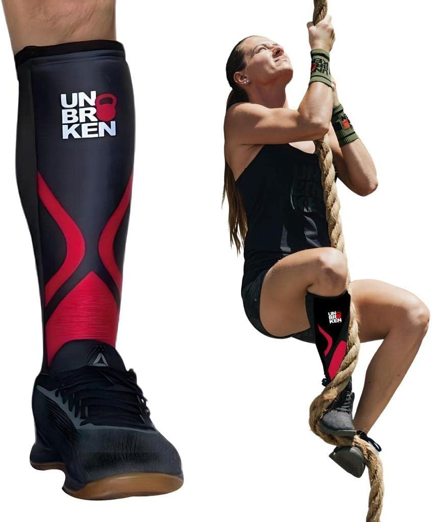 UBK MADE UNBROKENSHOP Cross Fitness Shin Guard Calf Compression Sleeve 7mm - Ideal for Weightlifting, Deadlift, Rope Climb, Box Jumps - Unisex Single Product