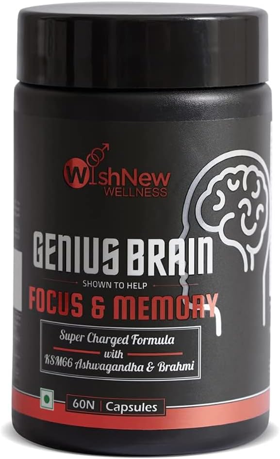 Ultimate Nootropic Supplement for Focus and Memory - with KSM66 Ashwagandha, Brahmi, L-Theanine - 60 Veg Capsules
